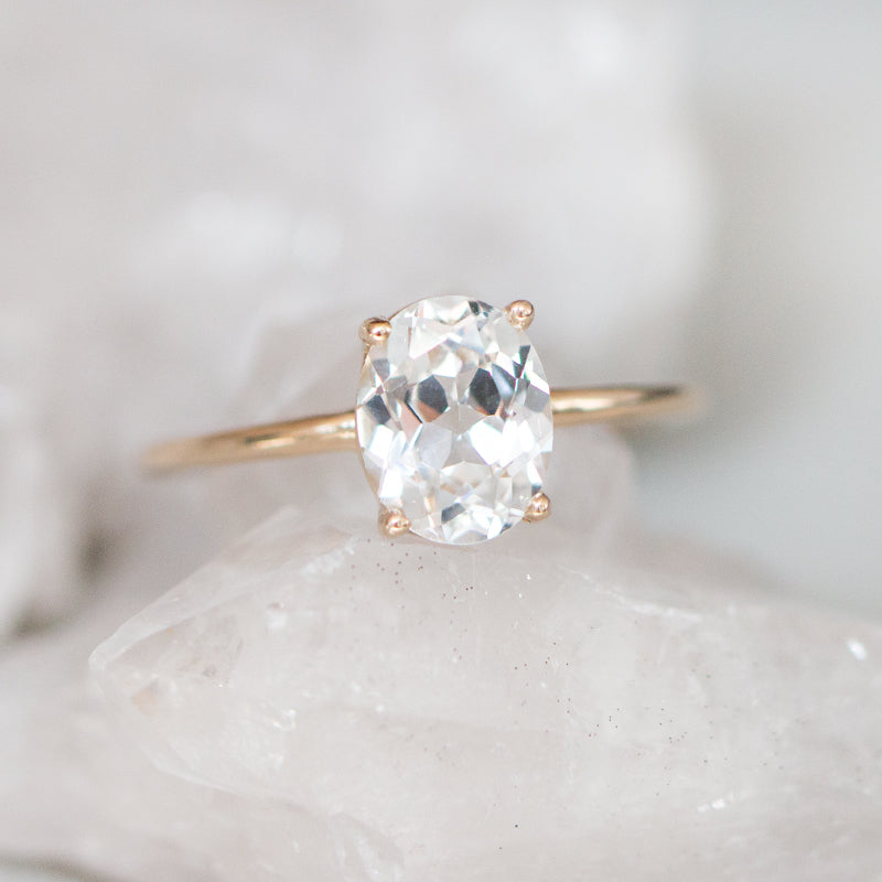 14K Oval White Sapphire Luna Ring by Jamie Park