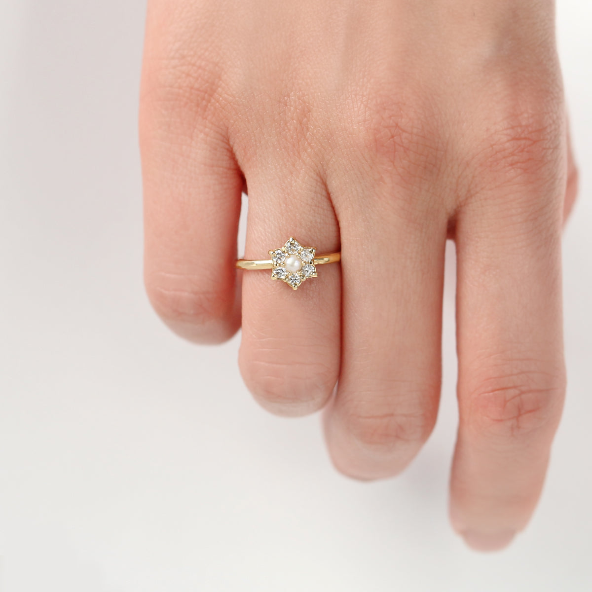 Jamie Park Jewelry -Diamond Pearl Daisy Ring