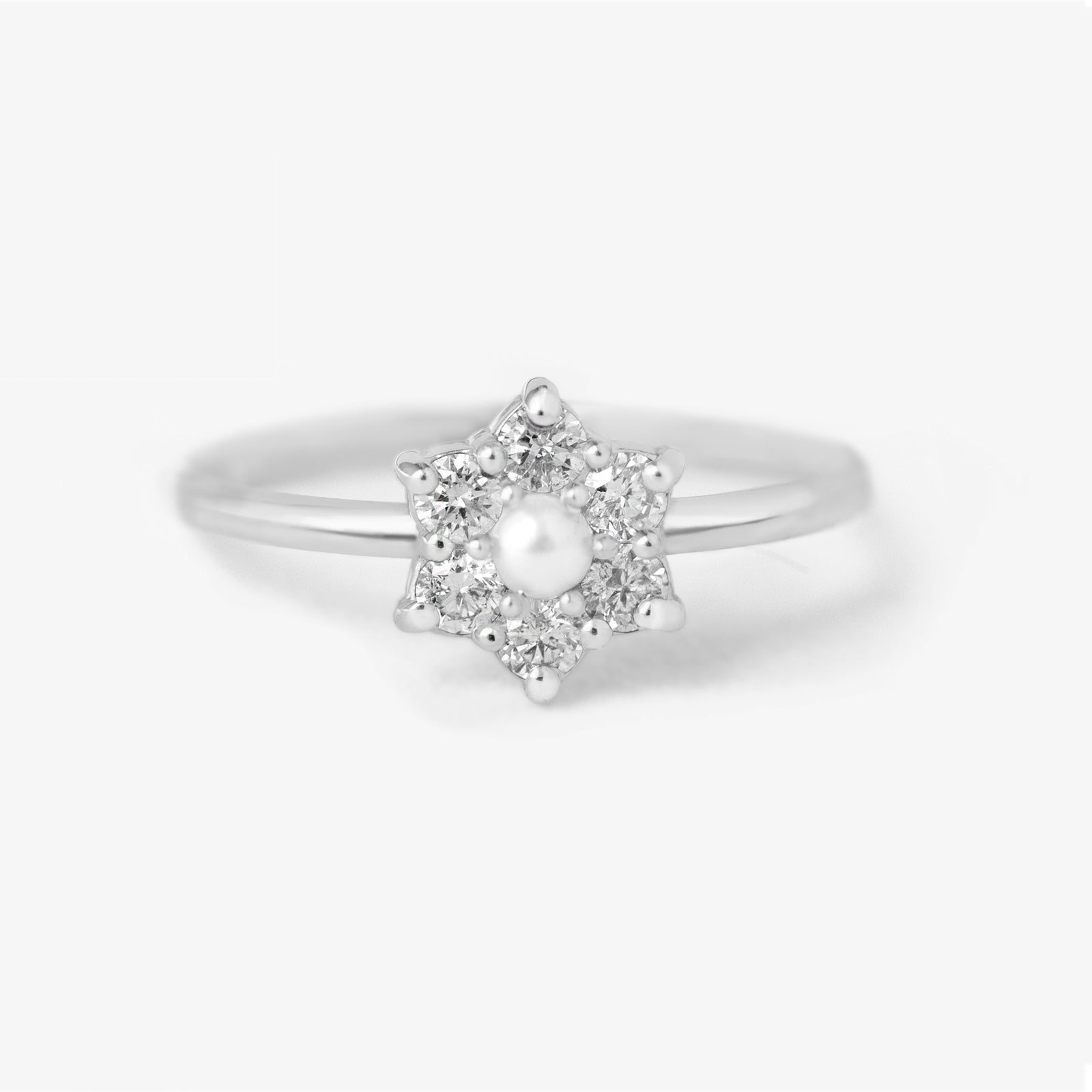 Jamie Park Jewelry -Diamond Pearl Daisy Ring