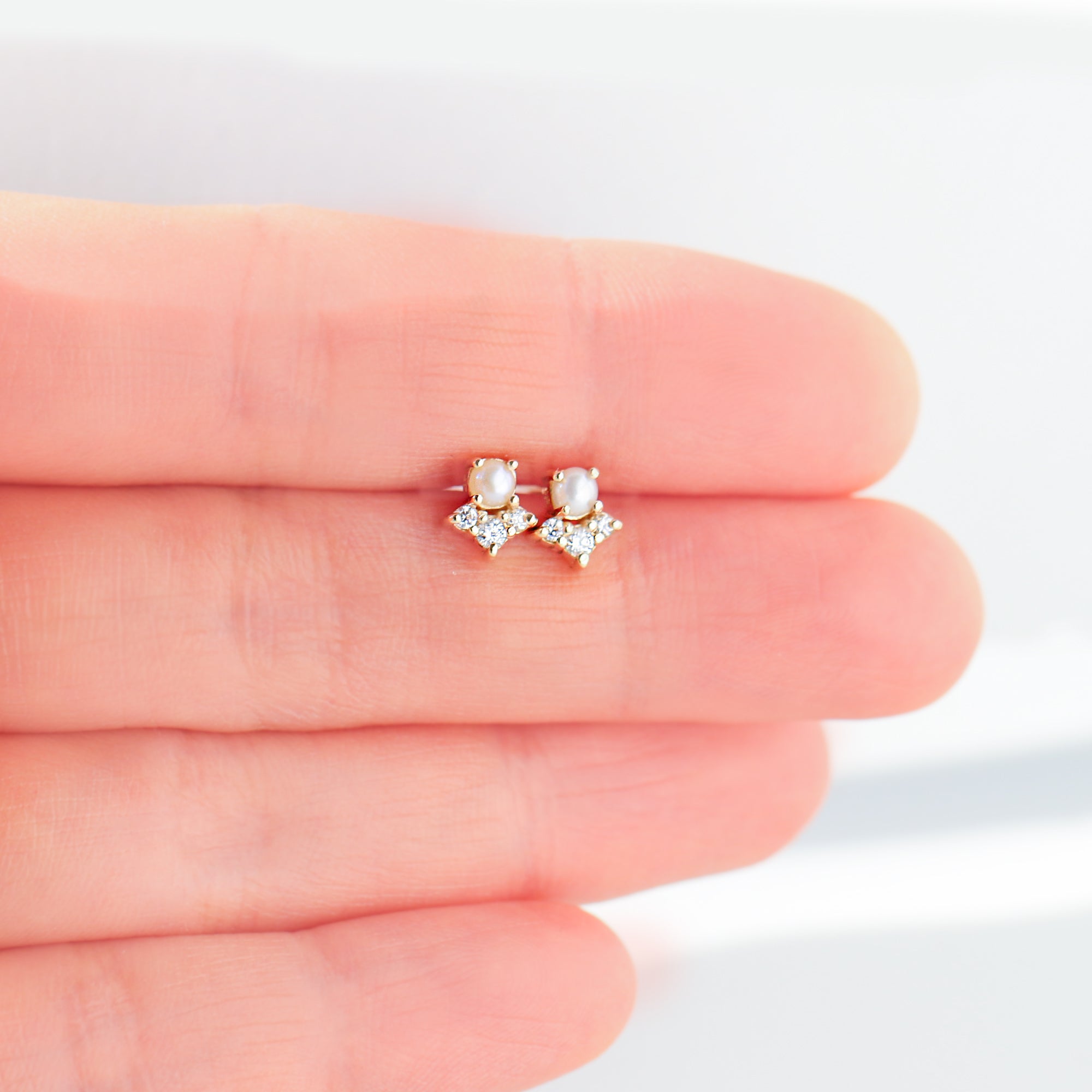 Pearl Diamond Arrow Earrings