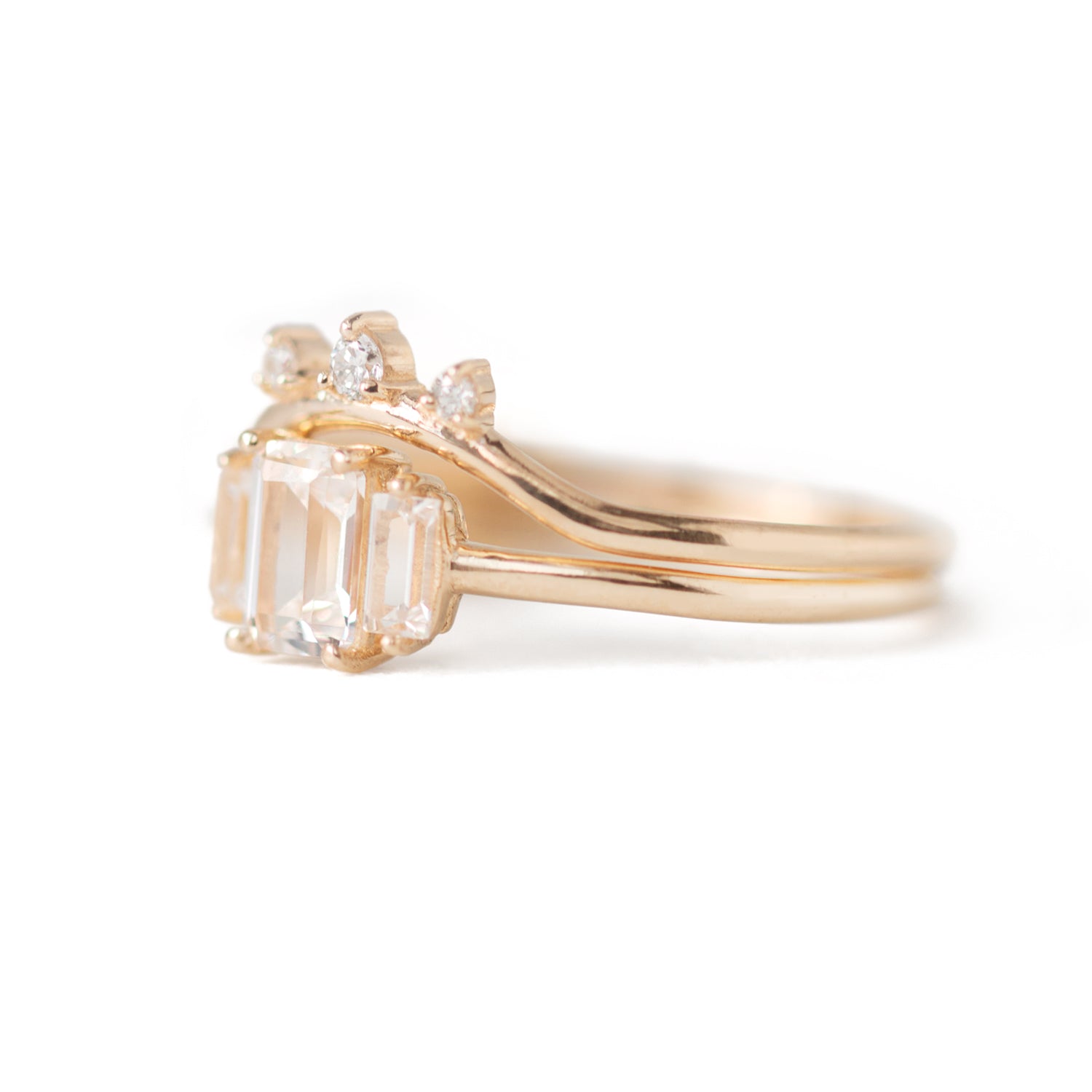 White Sapphire Diamond Wedding Rings by Jamie Park Jewelry