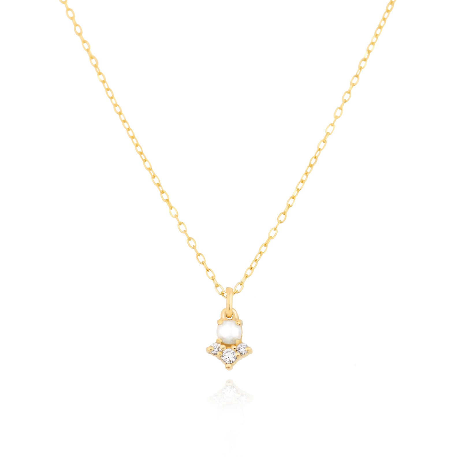 Pearl Diamond Arrow Necklace