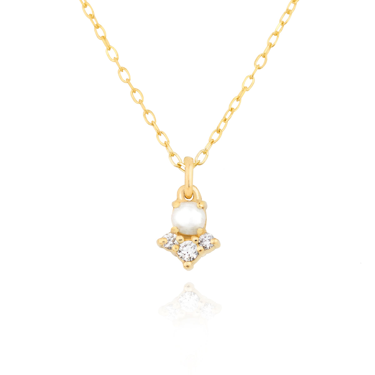 Pearl Diamond Arrow Necklace