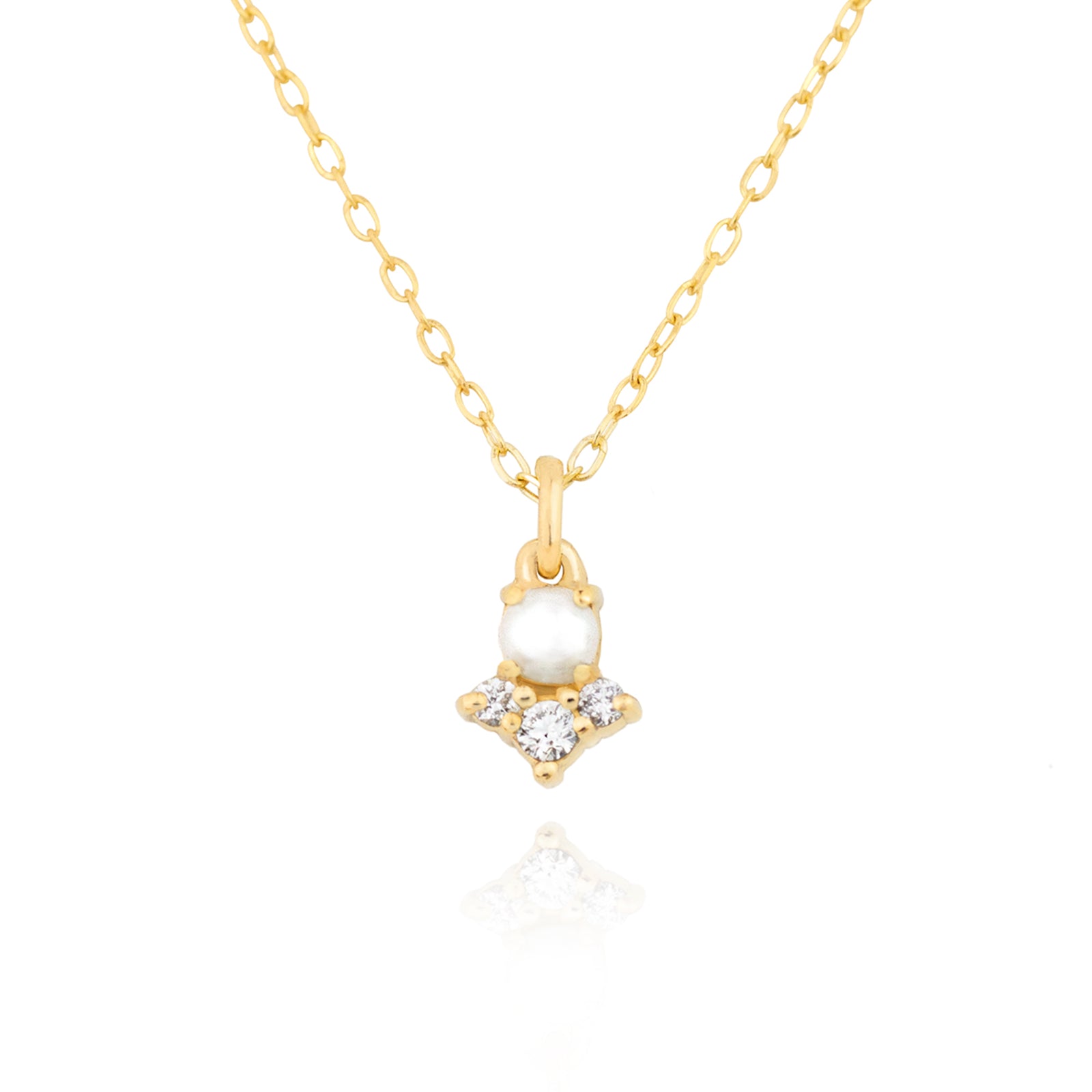 Pearl Diamond Arrow Necklace