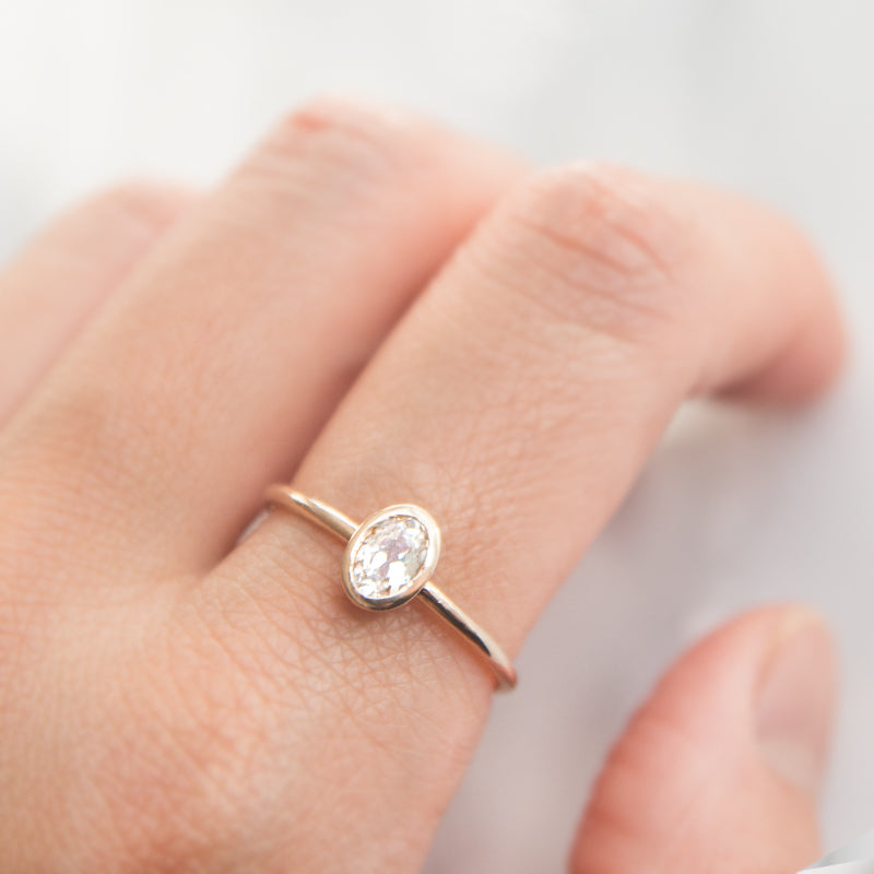 Bezel Oval White Sapphire Ring by Jamie Park