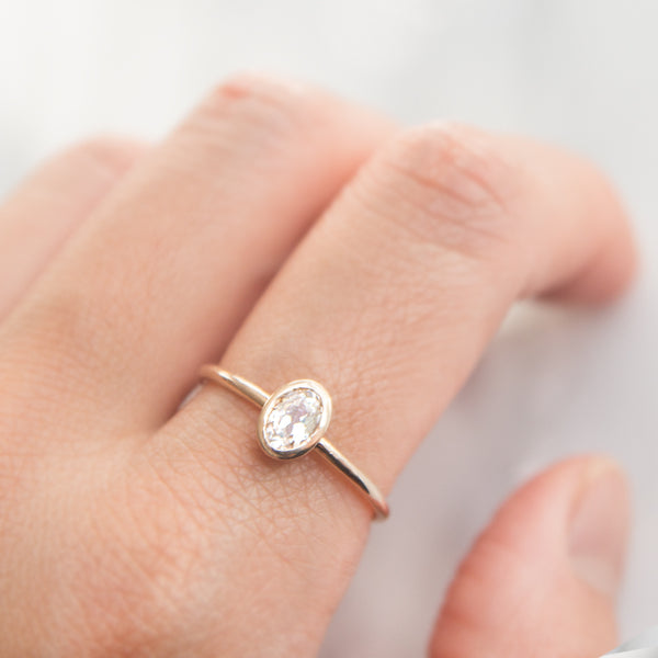 Oval Bezel White Sapphire Ring Jamie Park Jewelry
