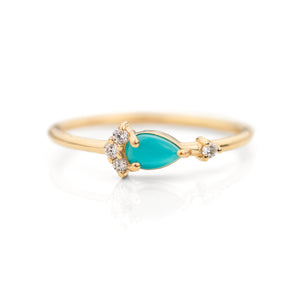 Pear Cut Turquoise Diamond Ring by Jamie Park Jewelry