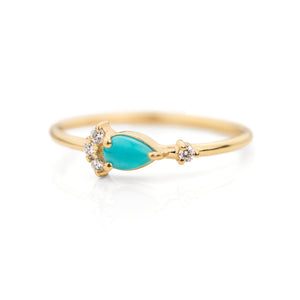 Pear Cut Turquoise Diamond Ring by Jamie Park Jewelry