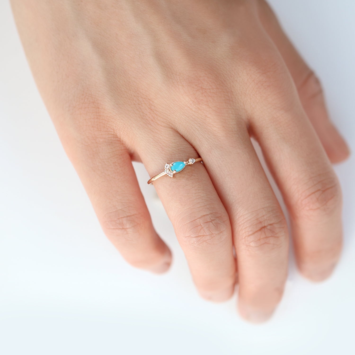 Pear Cut Turquoise Diamond Ring by Jamie Park Jewelry