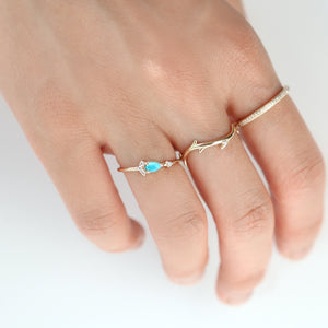 Pear Cut Turquoise Diamond Ring by Jamie Park Jewelry