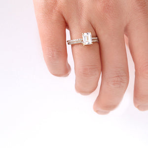 Bella Emerald White Sapphire Pavé Ring - Jamie Park Jewelry