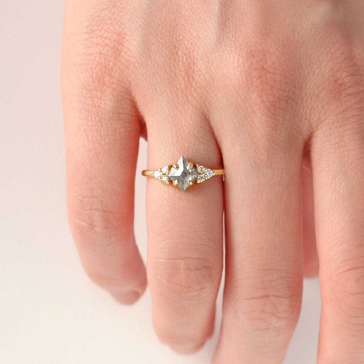 Jamie Park Jewelry - 0.68CTW Kite Cut Salt and Pepper Diamond Ring 