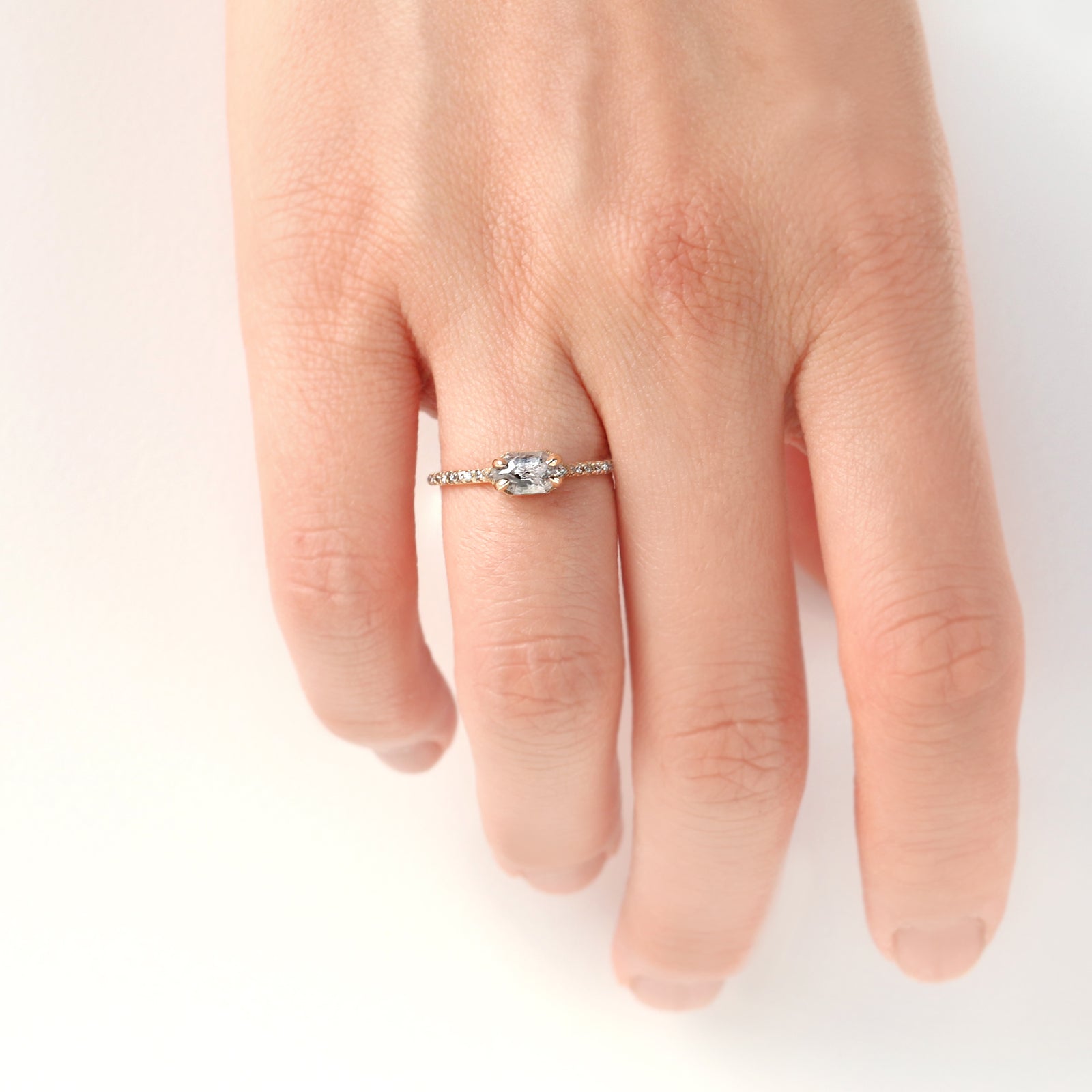 1 Ct. East-West Hexagon Salt and Pepper Diamond Ring