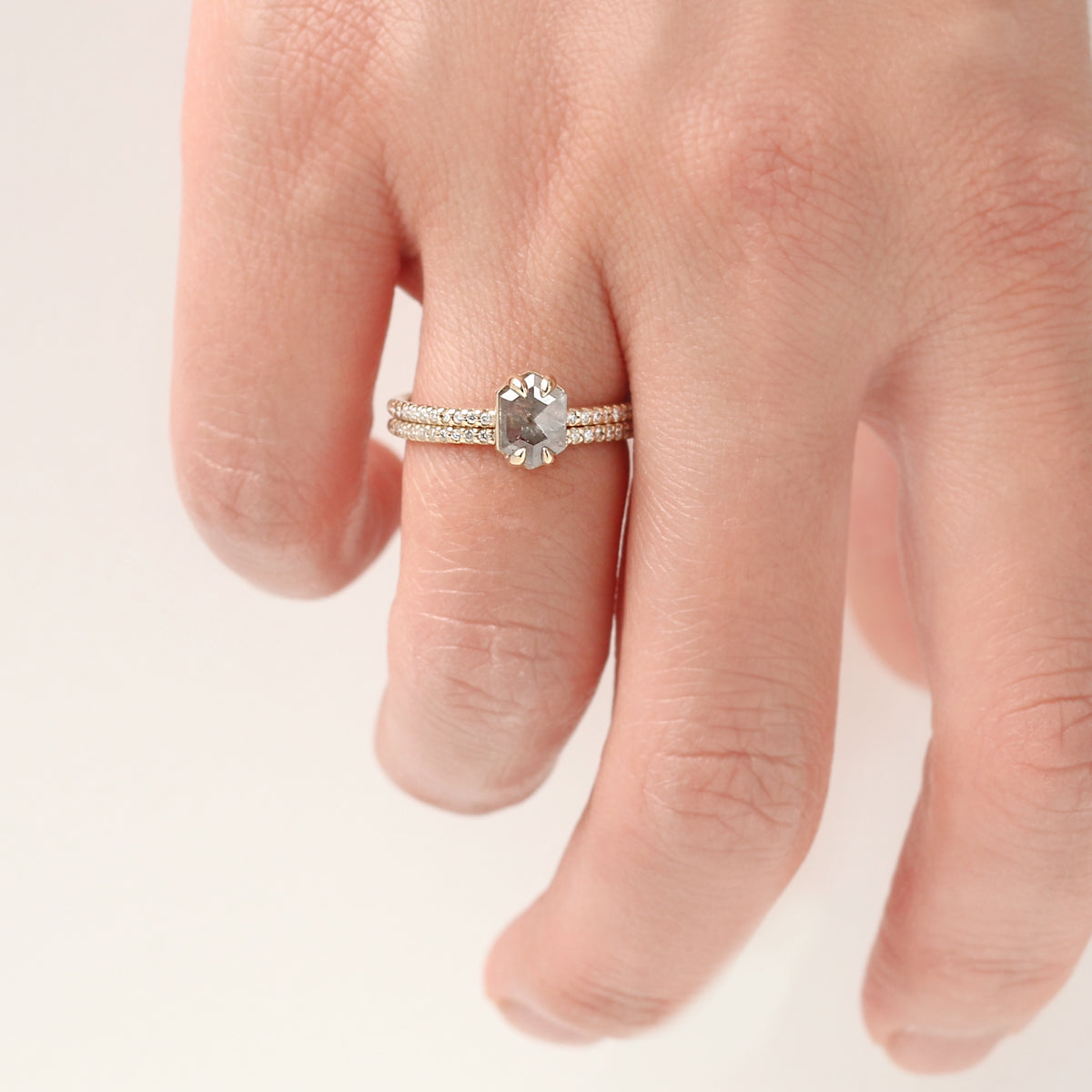 Jamie Park Jewelry - Hexagon Salt and Pepper Riley Ring