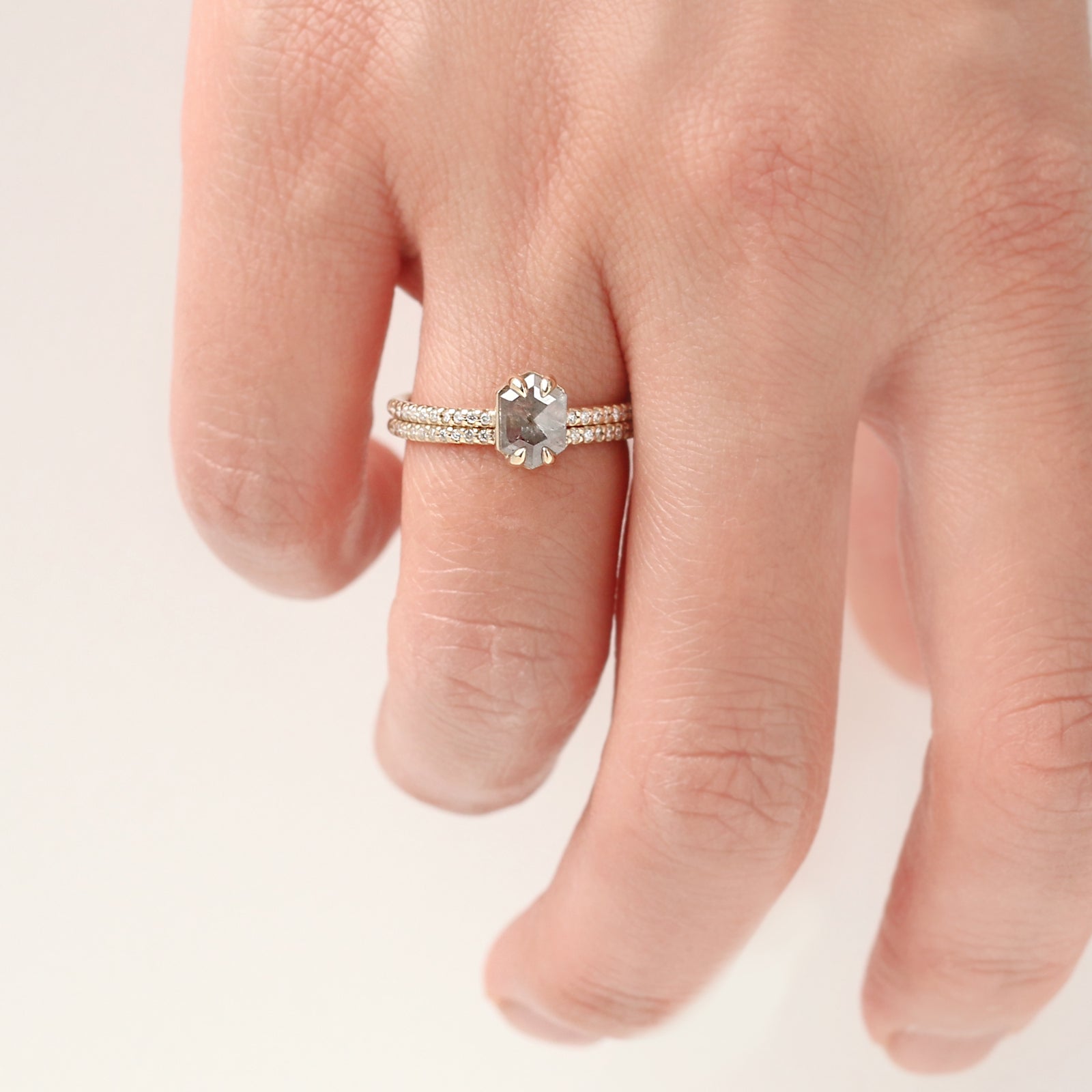 Jamie Park Jewelry - Hexagon Salt and Pepper Riley Ring