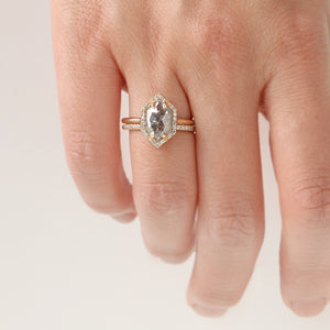 Jamie Park Jewelry - 1.85CT Hexagon Salt and Pepper Diamond Halo Ring 