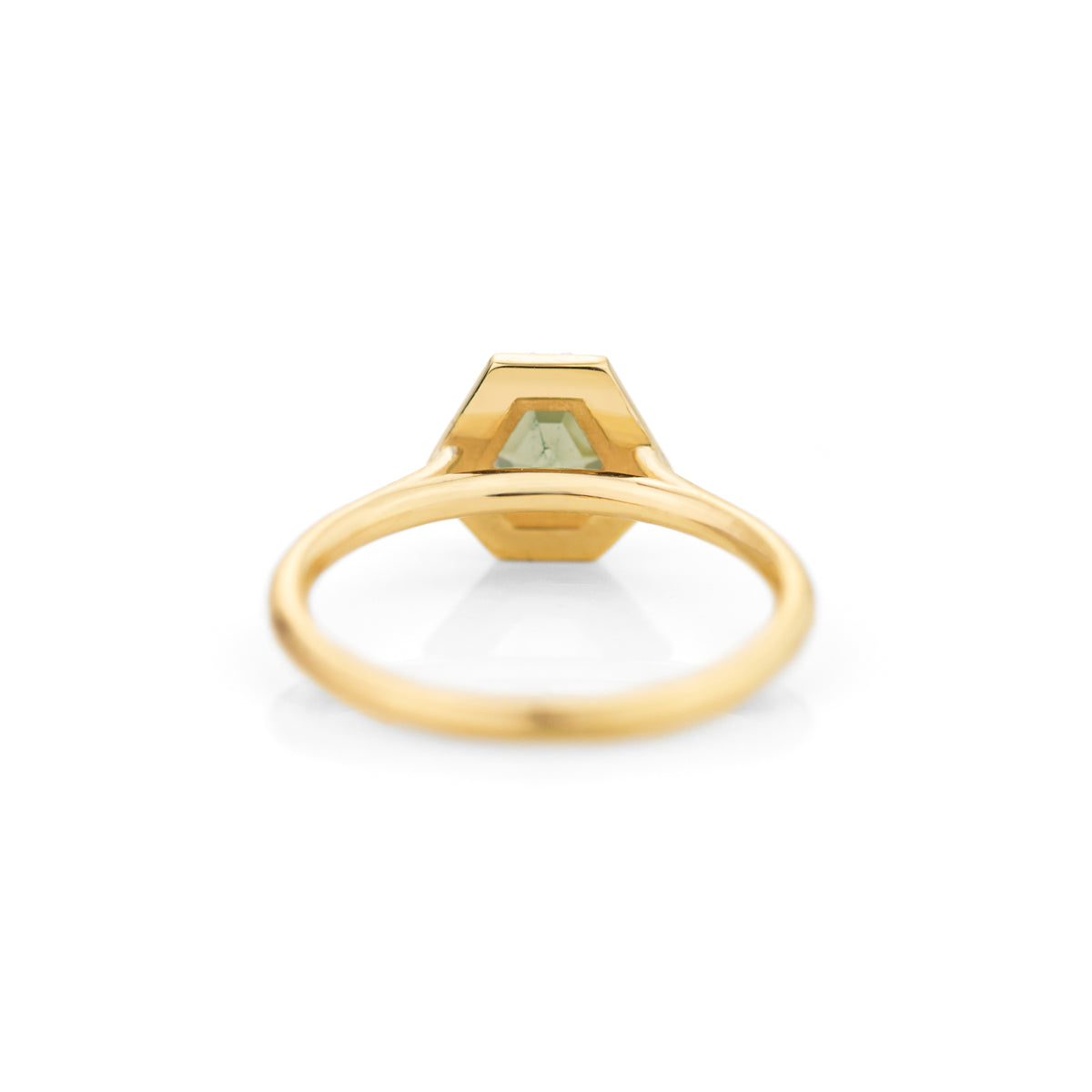 Jamie Park Jewelry - Diamond Halo Triangle Teal Sapphire Ring