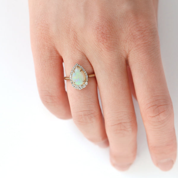 Pear Cut Opal Diamond Ring Jamie Park Jewelry