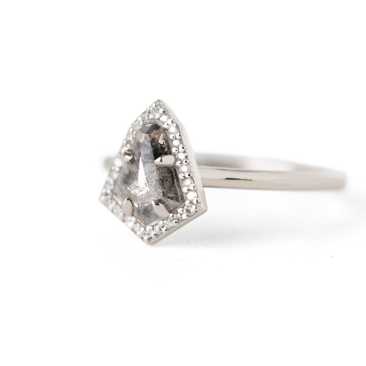 Engagement Ring -Large Emerald cut Diamond Engagement Ring with Shield cut  side Diamonds in Platinum-ES879EC