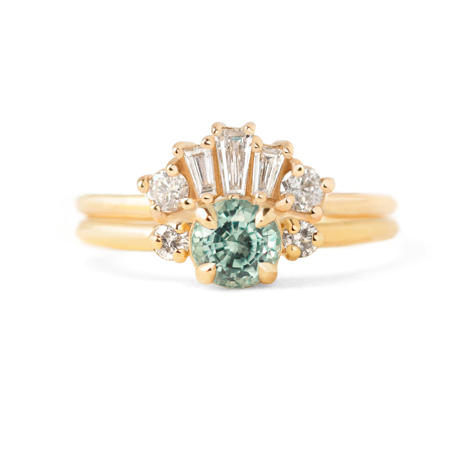 Jamie Park Jewelry - Diamond Montana Teal Sapphire Ring Set