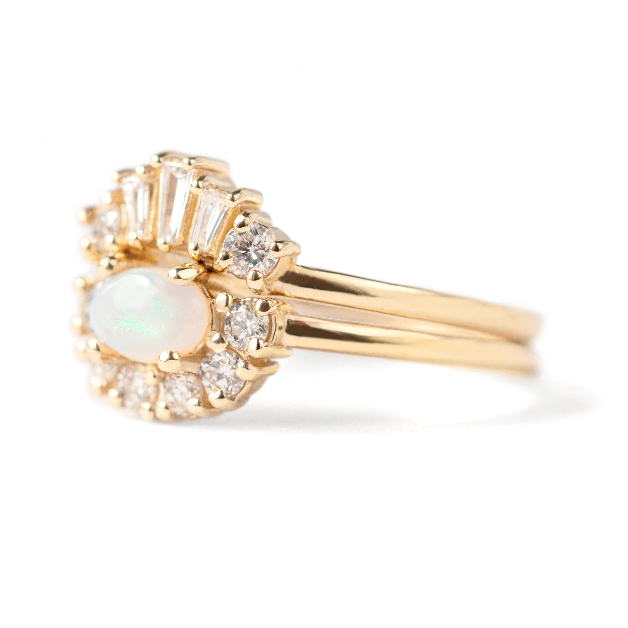 Oval Opal Diamond Ring Set