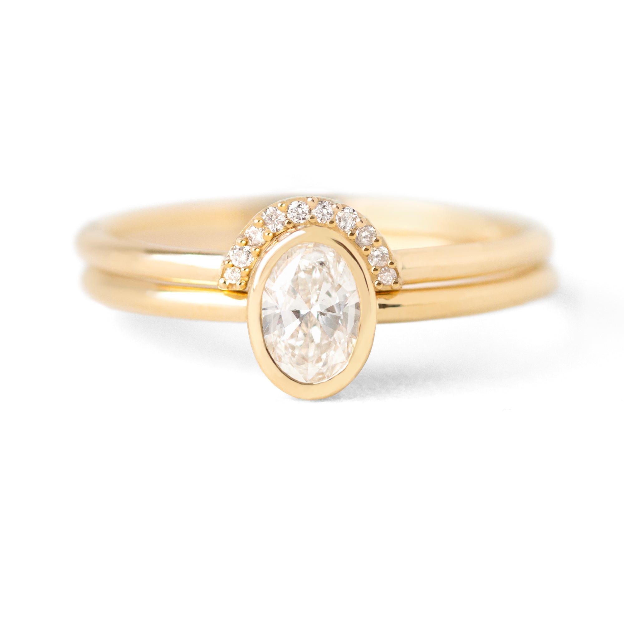 Jamie Park Jewelry - 0.45 tcw. Oval Diamond Bezel Ring Set