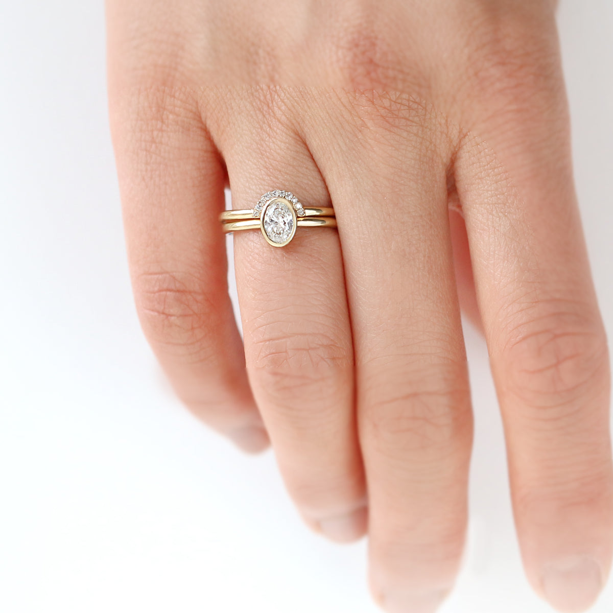 Oval wedding ring set sales