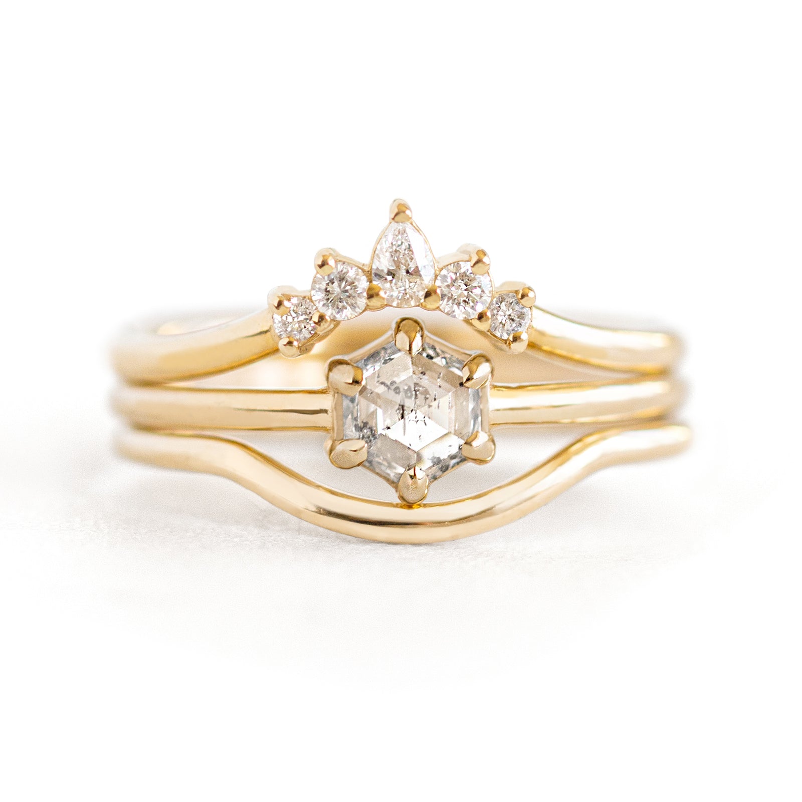 Jamie Park Jewelry - 0.64 tcw Hexagon Salt and Pepper Diamond Set  Edit alt text