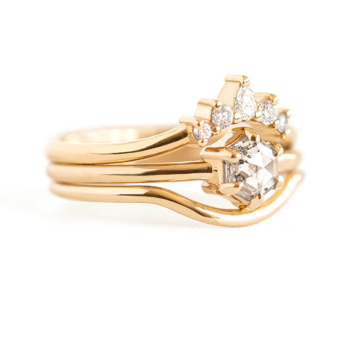  Jamie Park Jewelry - 0.64 tcw Hexagon Salt and Pepper Diamond Set