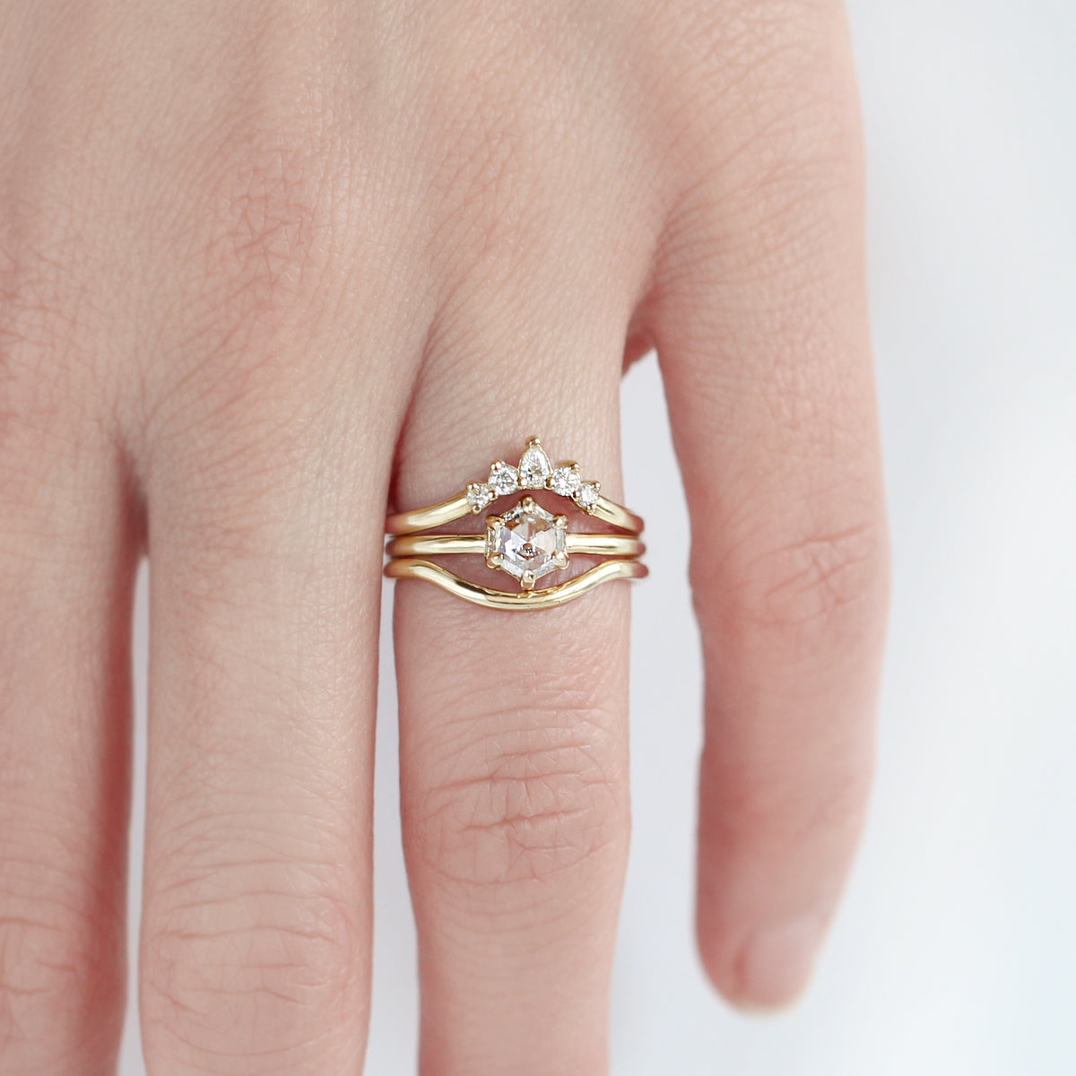  Jamie Park Jewelry - 0.64 tcw Hexagon Salt and Pepper Diamond Set