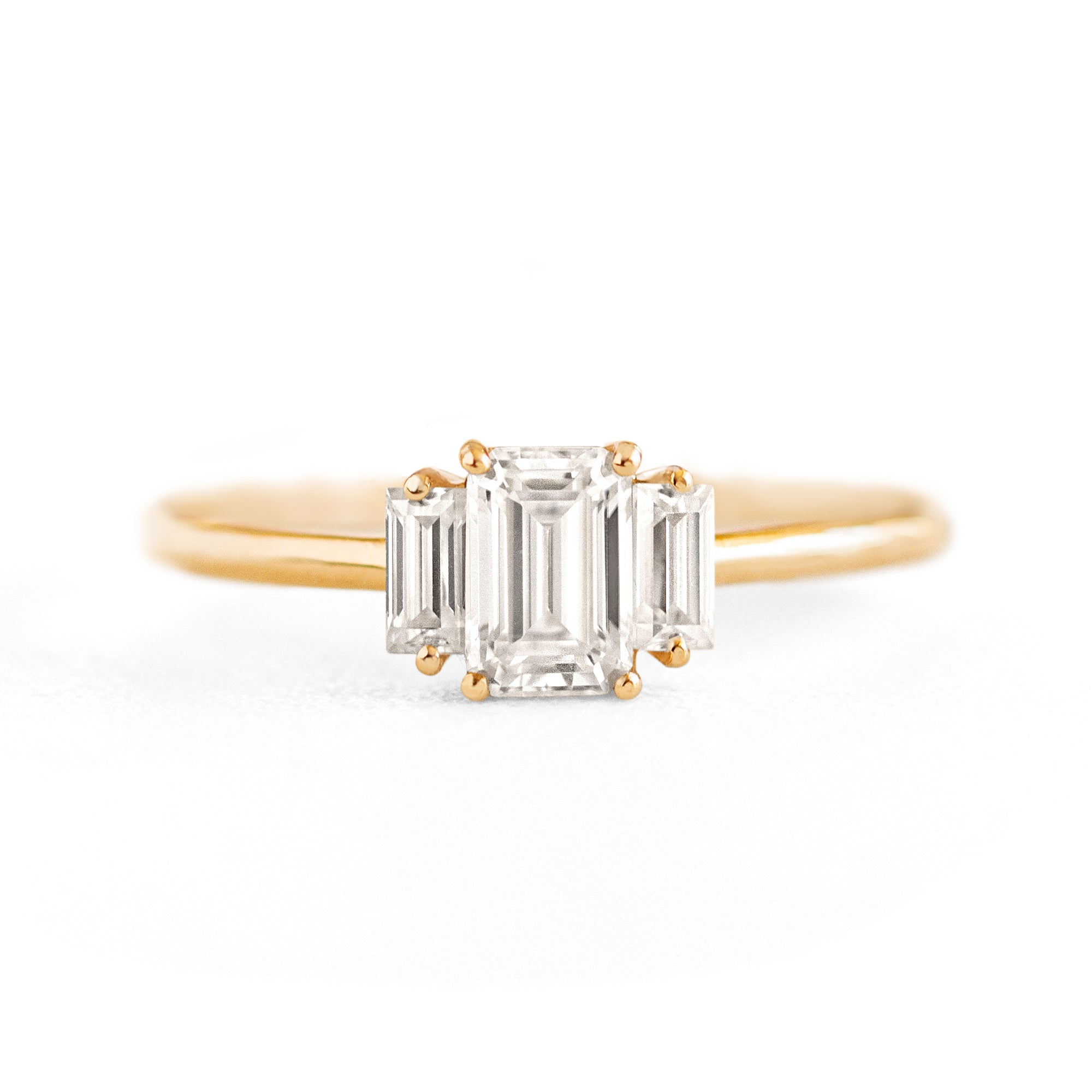 14k White Gold Round Blue and White Sapphire Vintage Ring | Sheena Stone