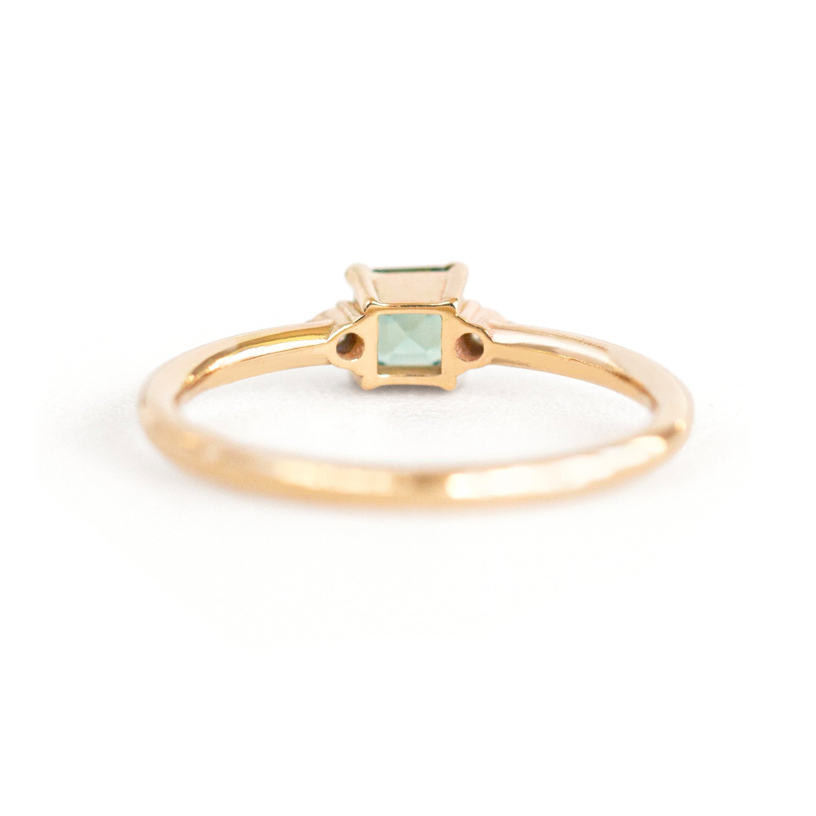 Asscher Cut Teal Sapphire Diamond Ring