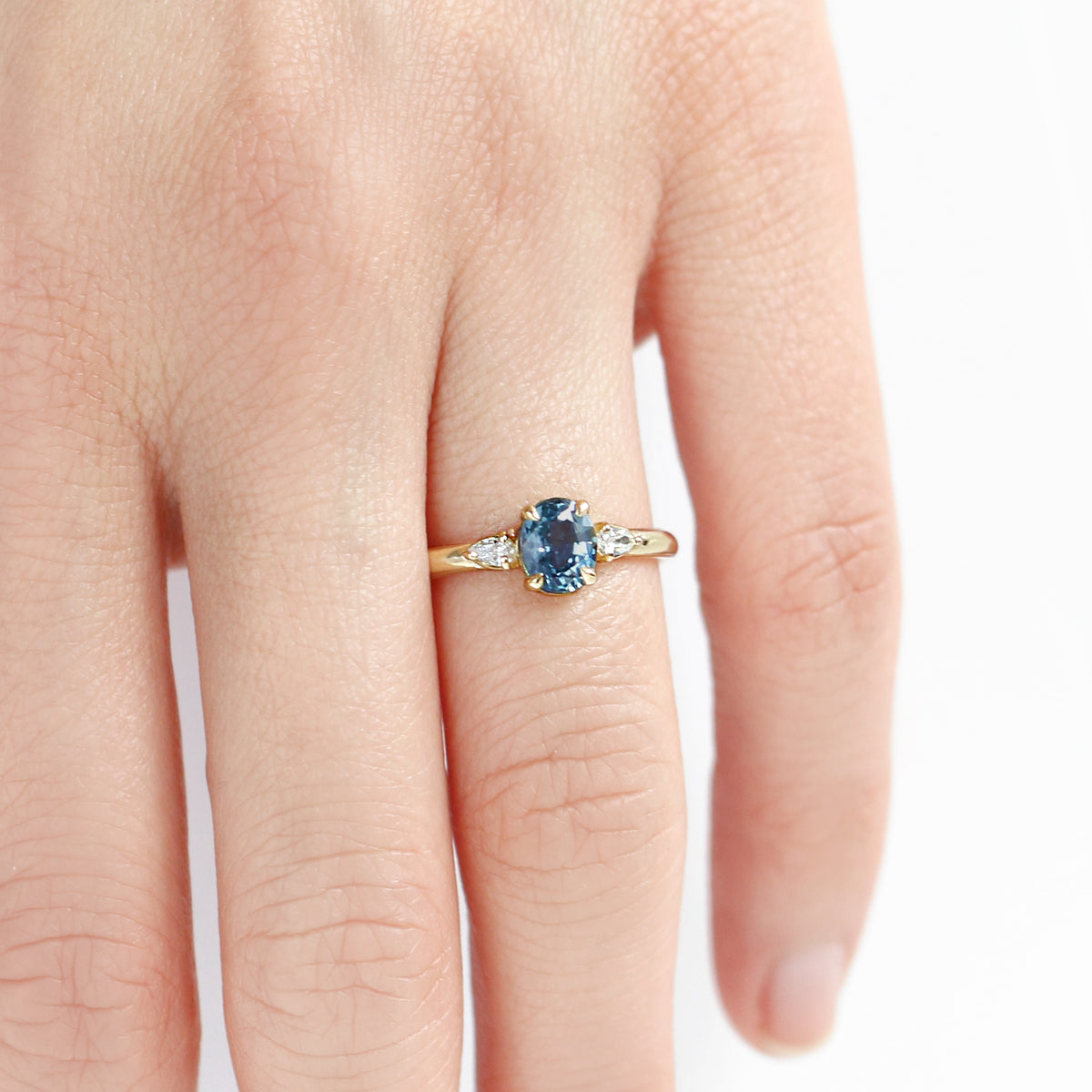 Jamie Park Jewelry - 1.05 ct. Montana Sapphire Pear Cut Diamond Ring