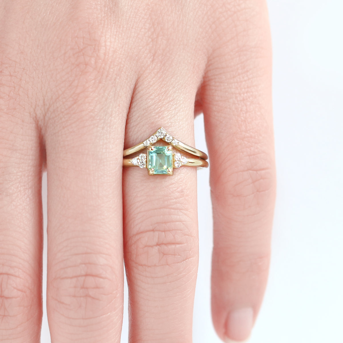 Emerald cut deals teal sapphire ring