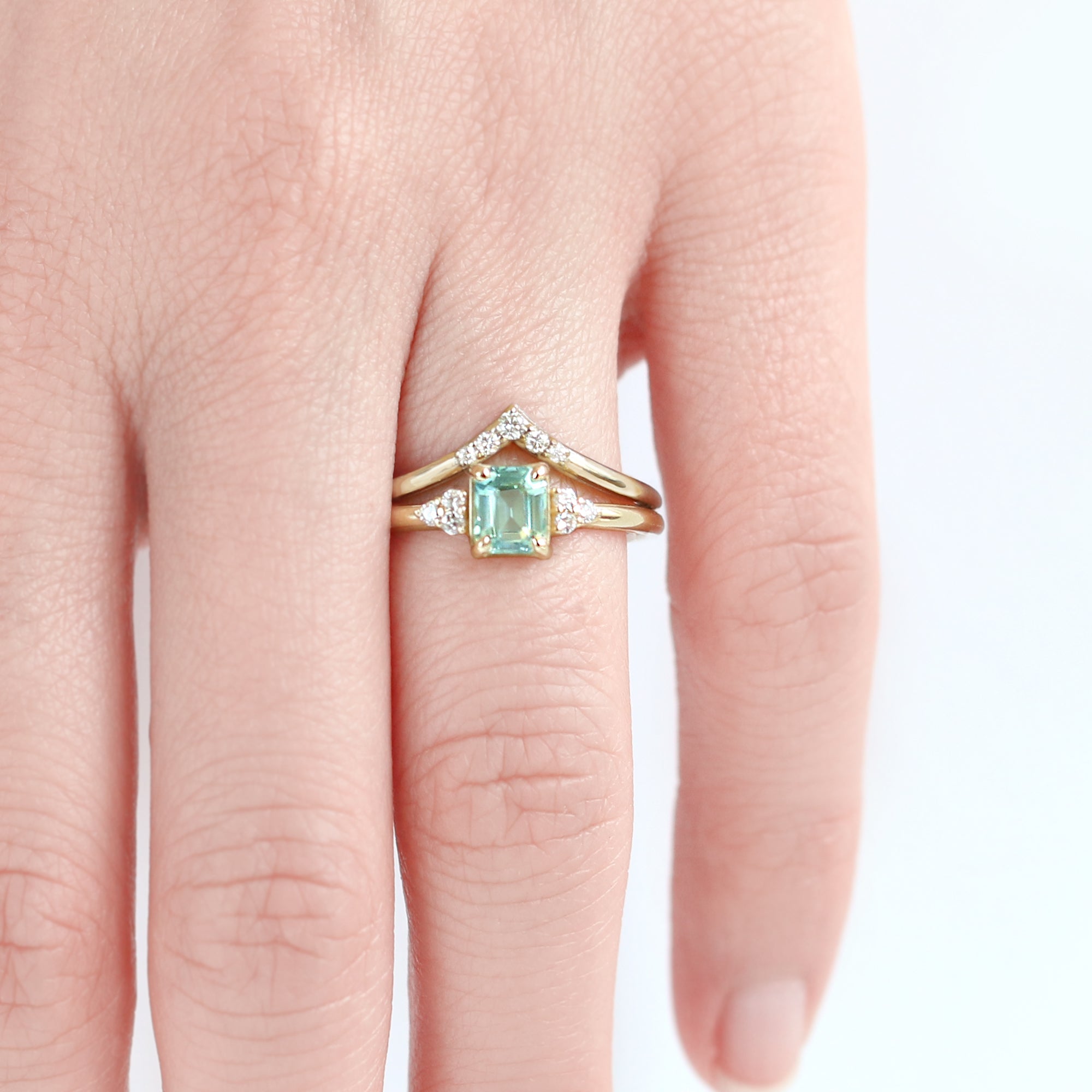 Sienna 1/2ct. Emerald Cut Teal Sapphire Ring