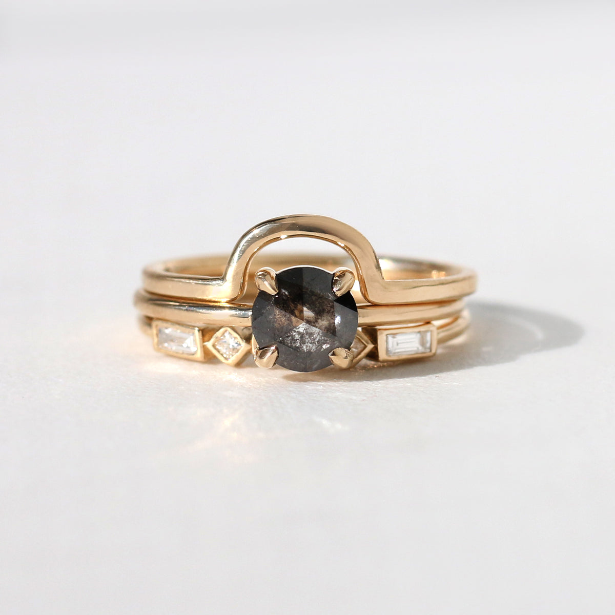 Round 0.8CT Salt and Pepper Diamond Ring