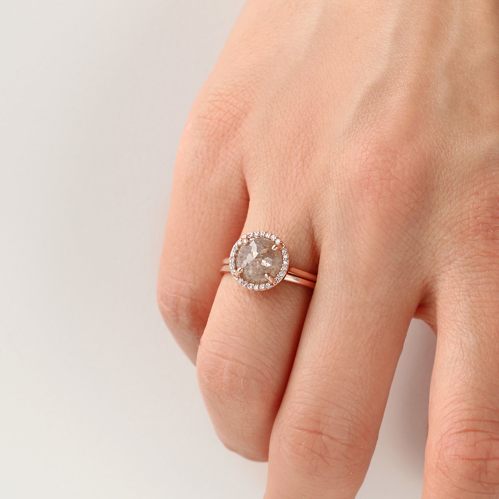 Blush Salt and Pepper Halo Ring