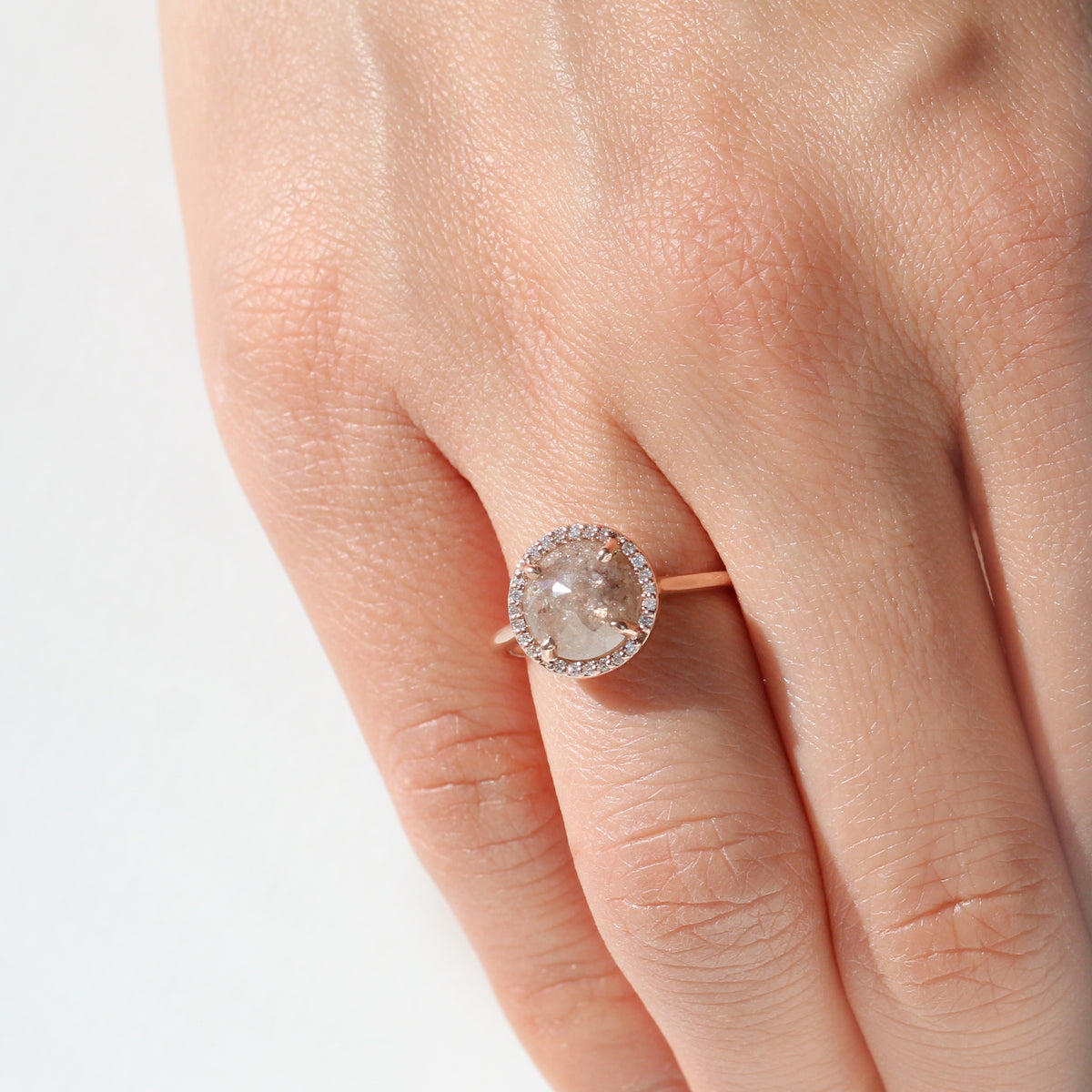 Blush Salt and Pepper Halo Ring