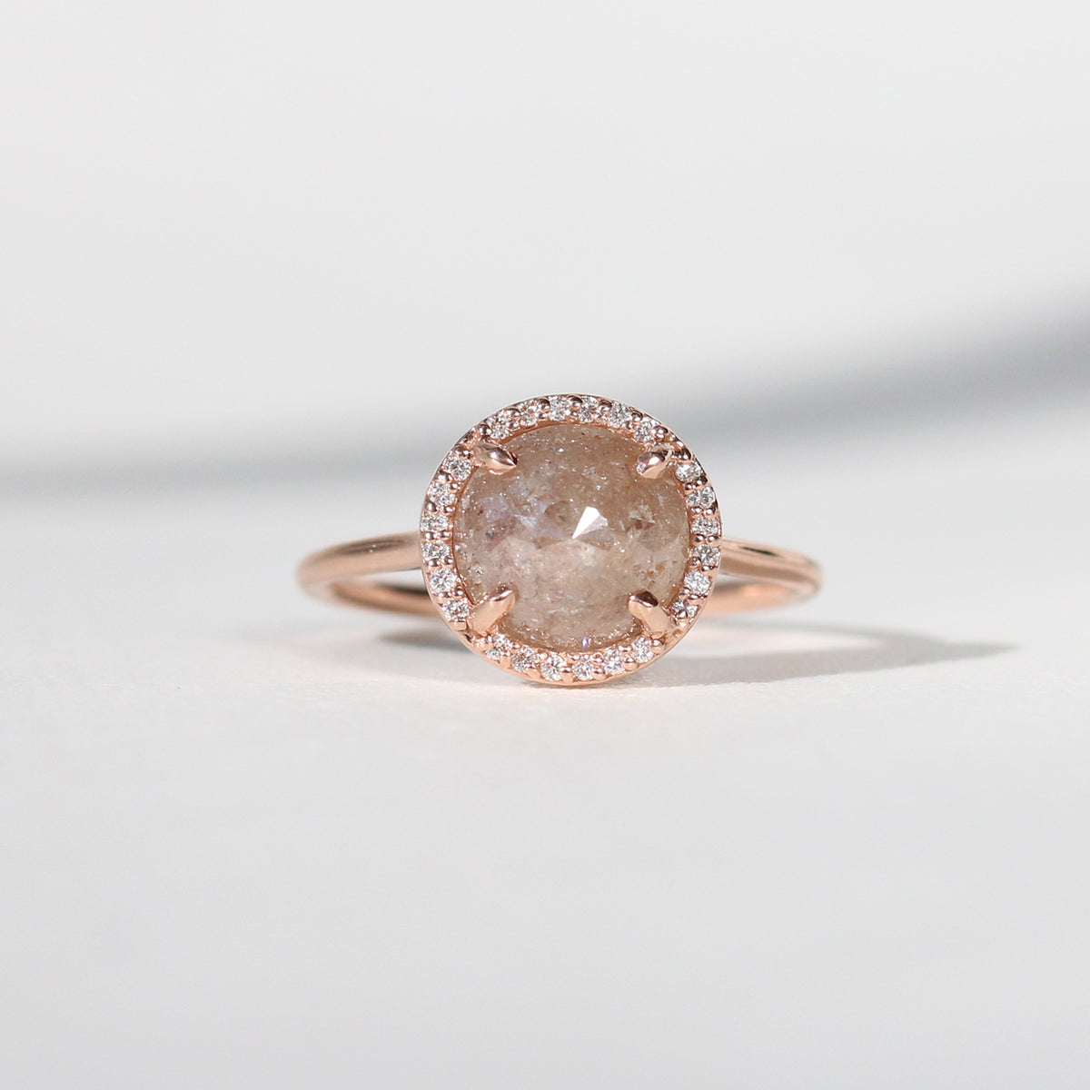 Blush Salt and Pepper Halo Ring