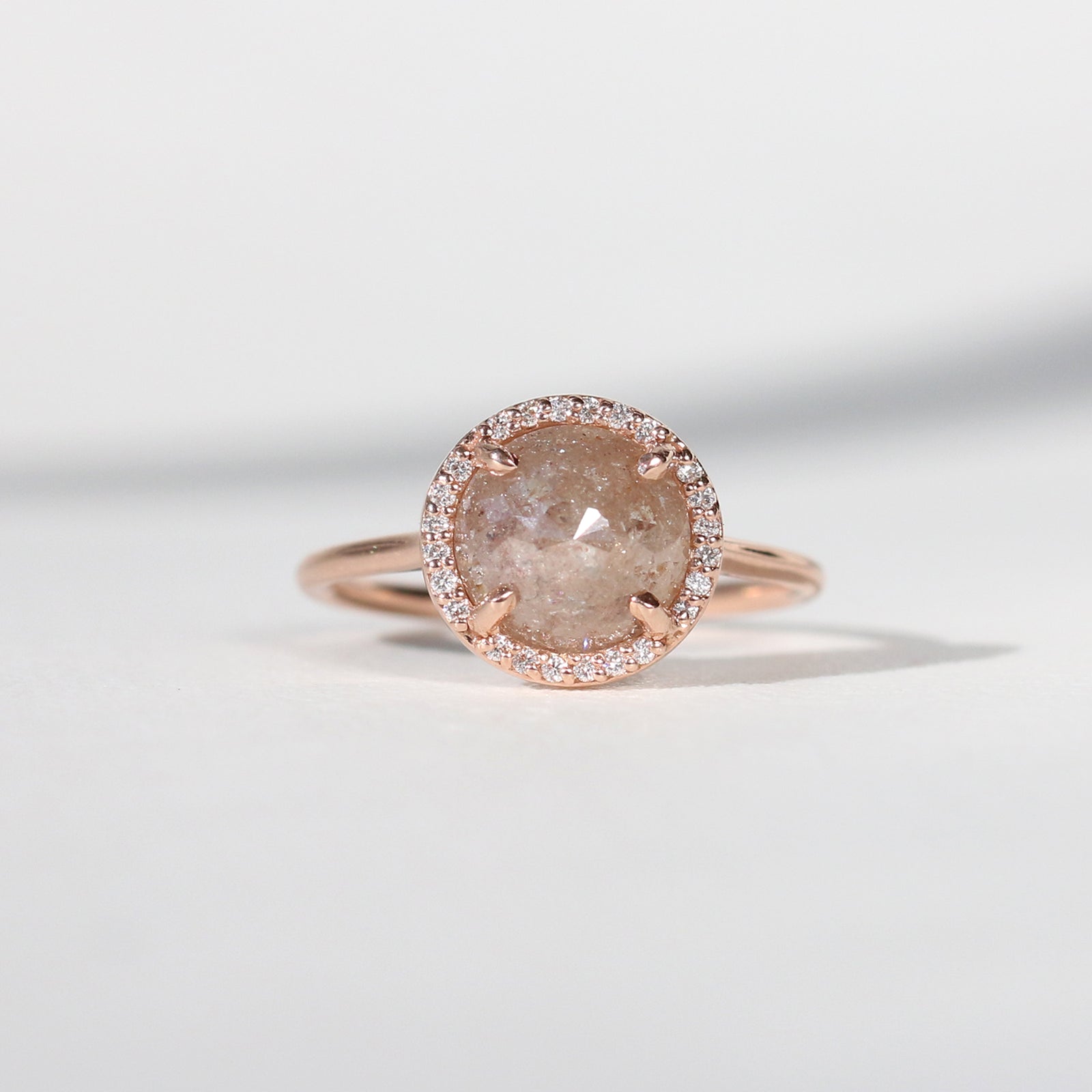Blush Salt and Pepper Halo Ring