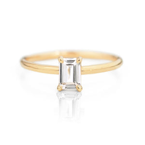 Emerald Cut White Sapphire Ring by Jamie Park Jewelry