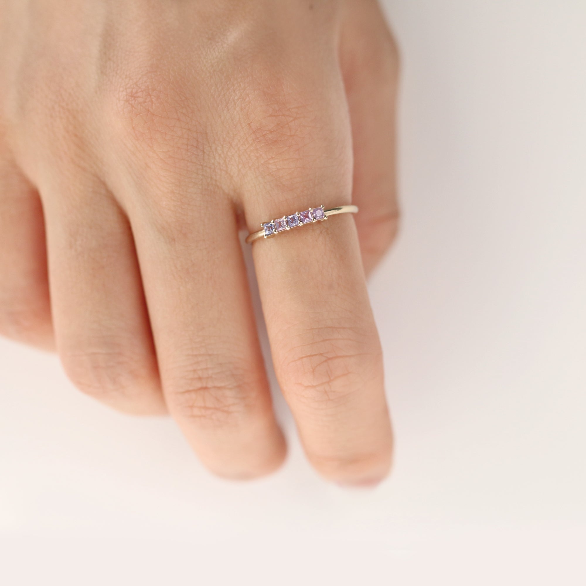Five Lavender Sapphire Ring by Jamie Park Jewelry