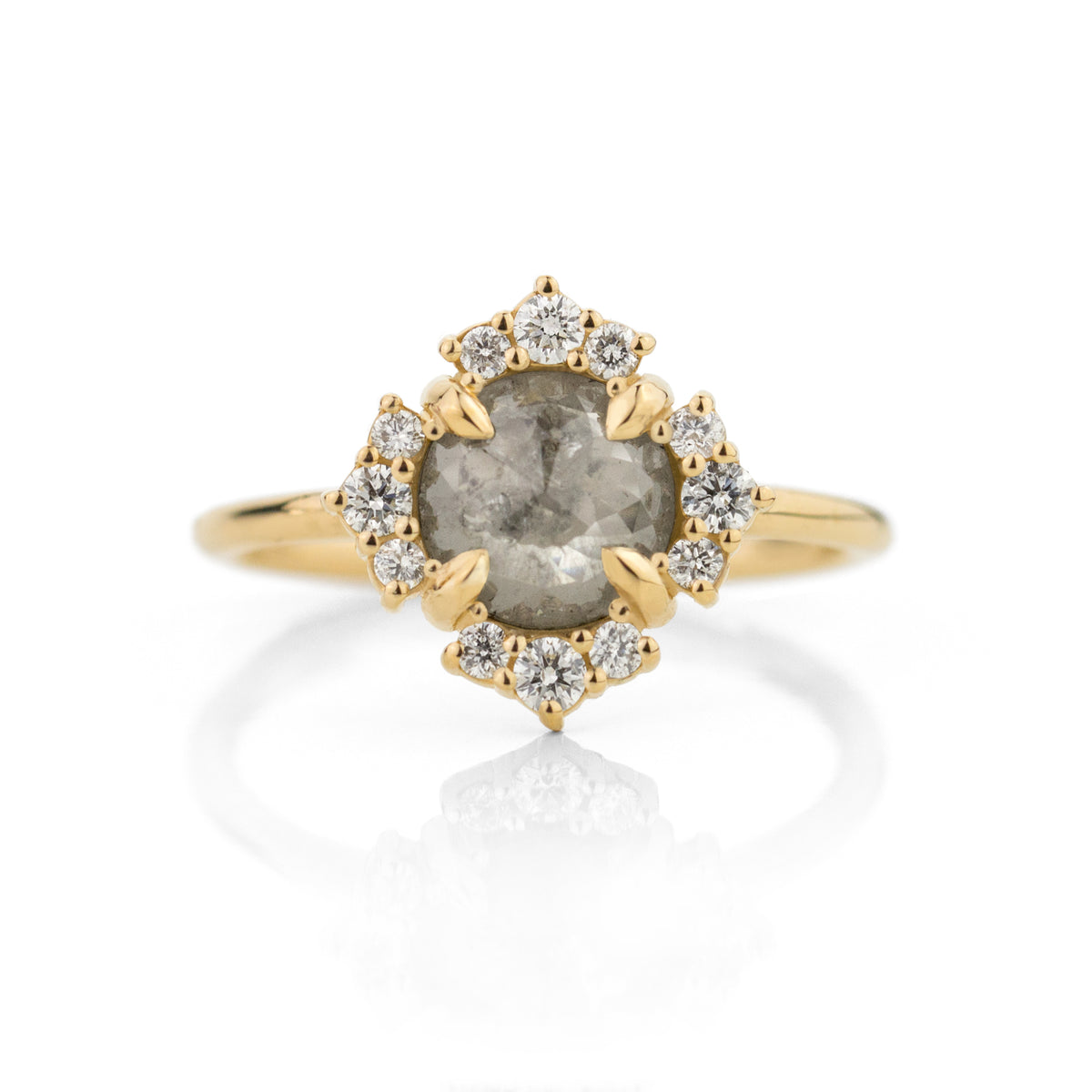 1.10 CT Four Leaf Halo Diamond Ring