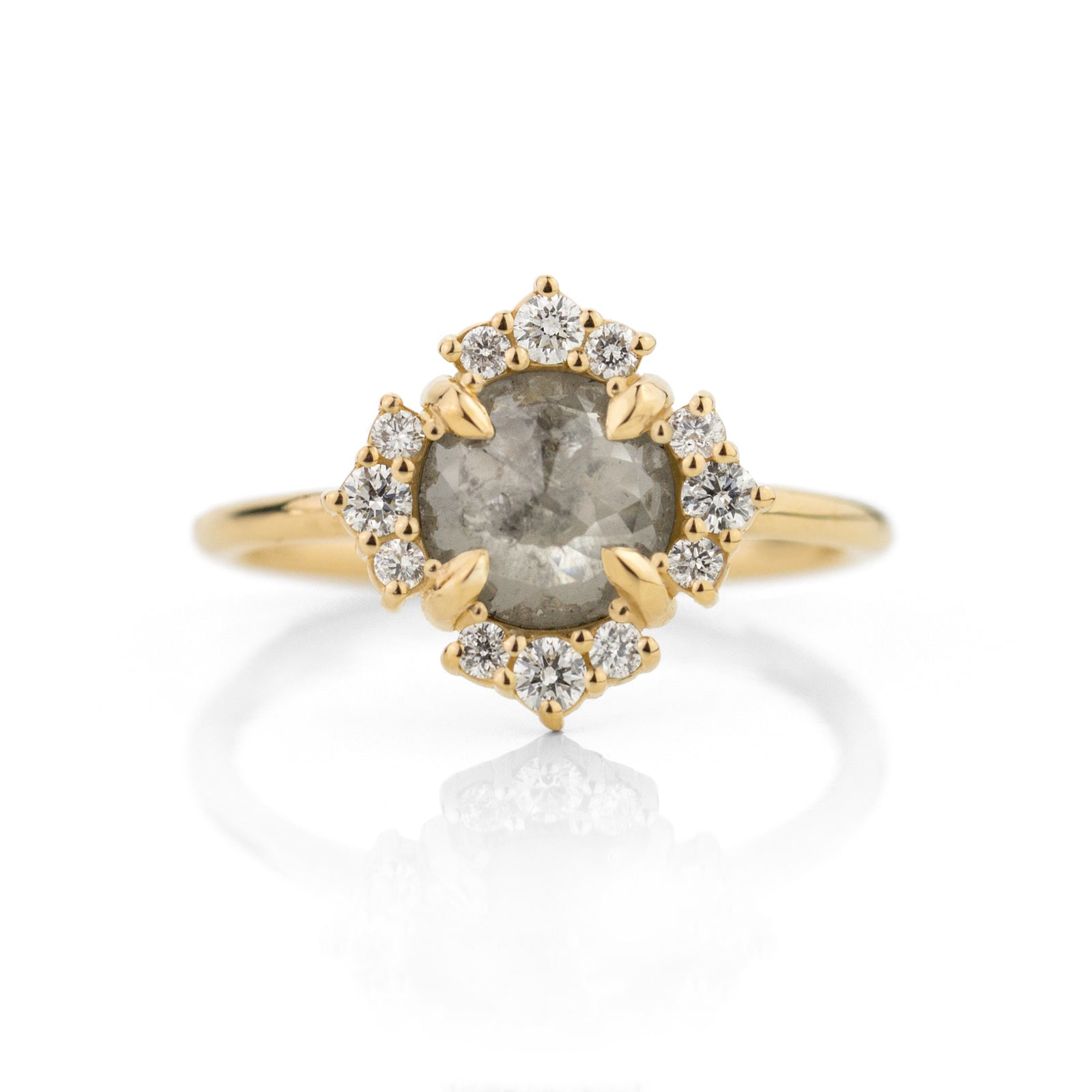 1.10 CT Four Leaf Halo Diamond Ring