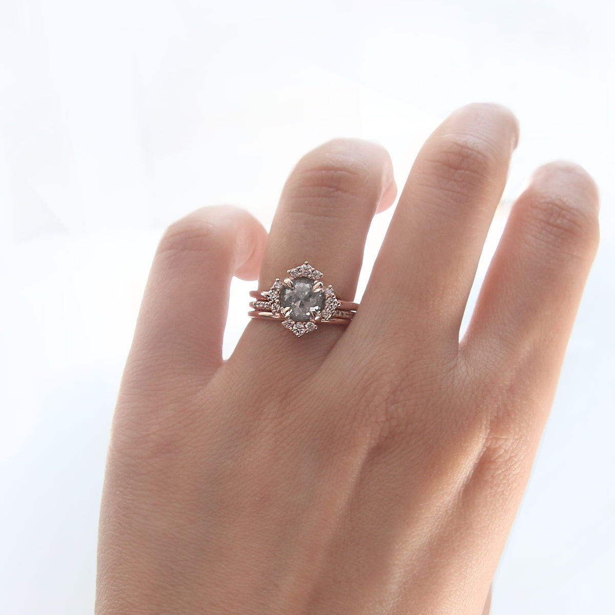 1.10 CT Four Leaf Halo Diamond Ring