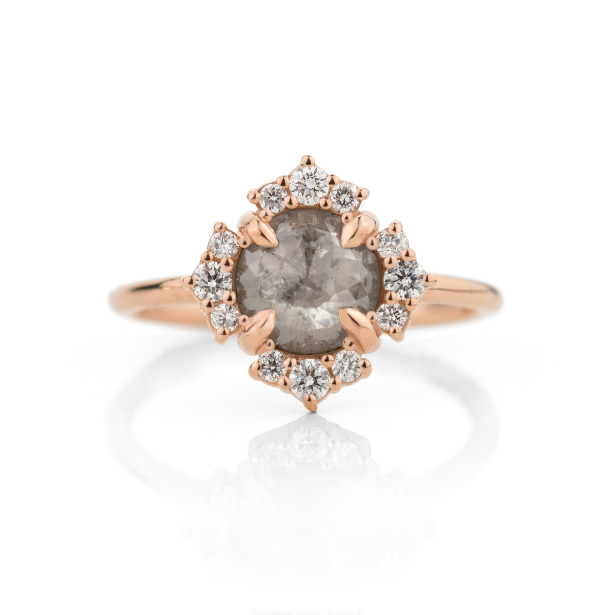 1.10 CT Four Leaf Halo Diamond Ring