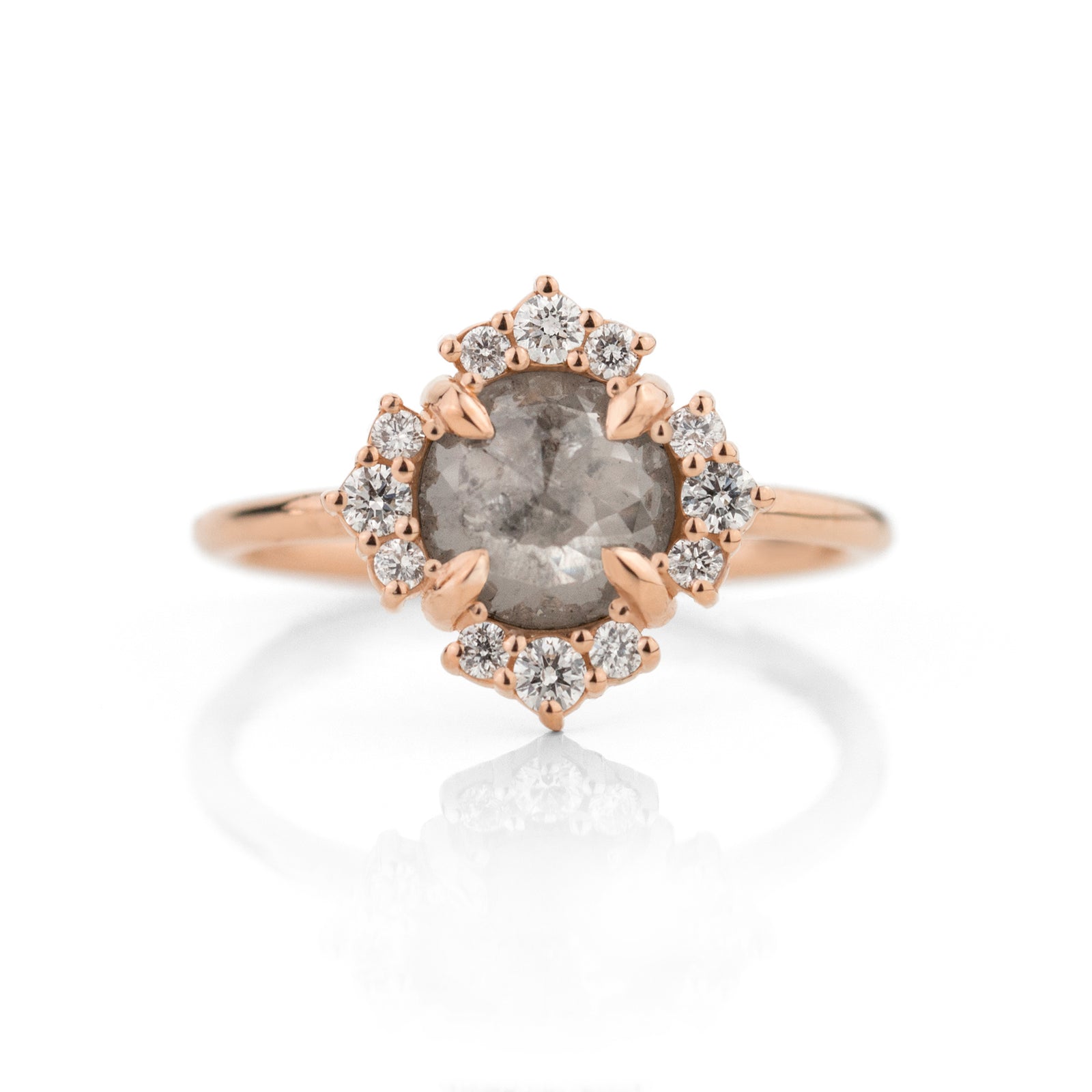 1.10 CT Four Leaf Halo Diamond Ring