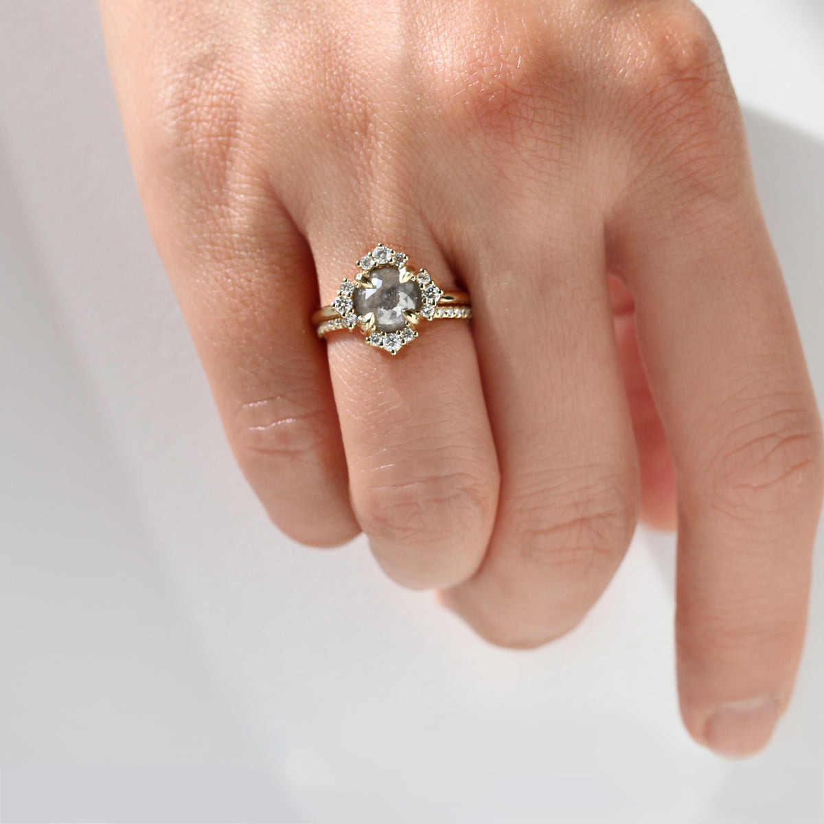 1.10 CT Four Leaf Halo Diamond Ring