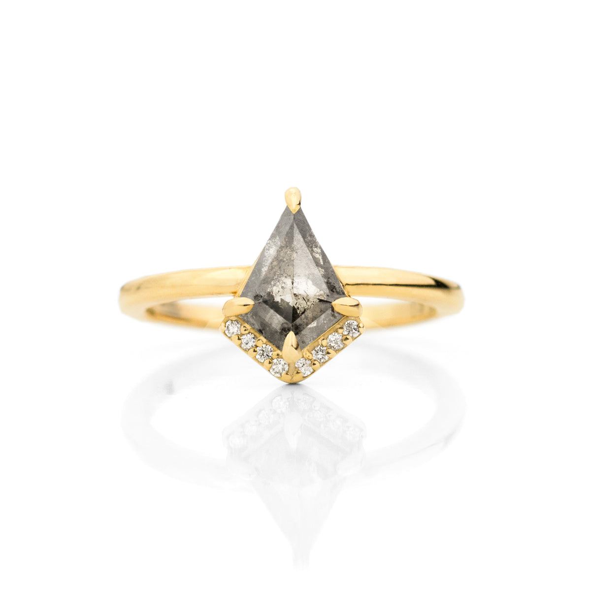 Half Halo Kite Cut Diamond Ring by Jamie Park Jewelry