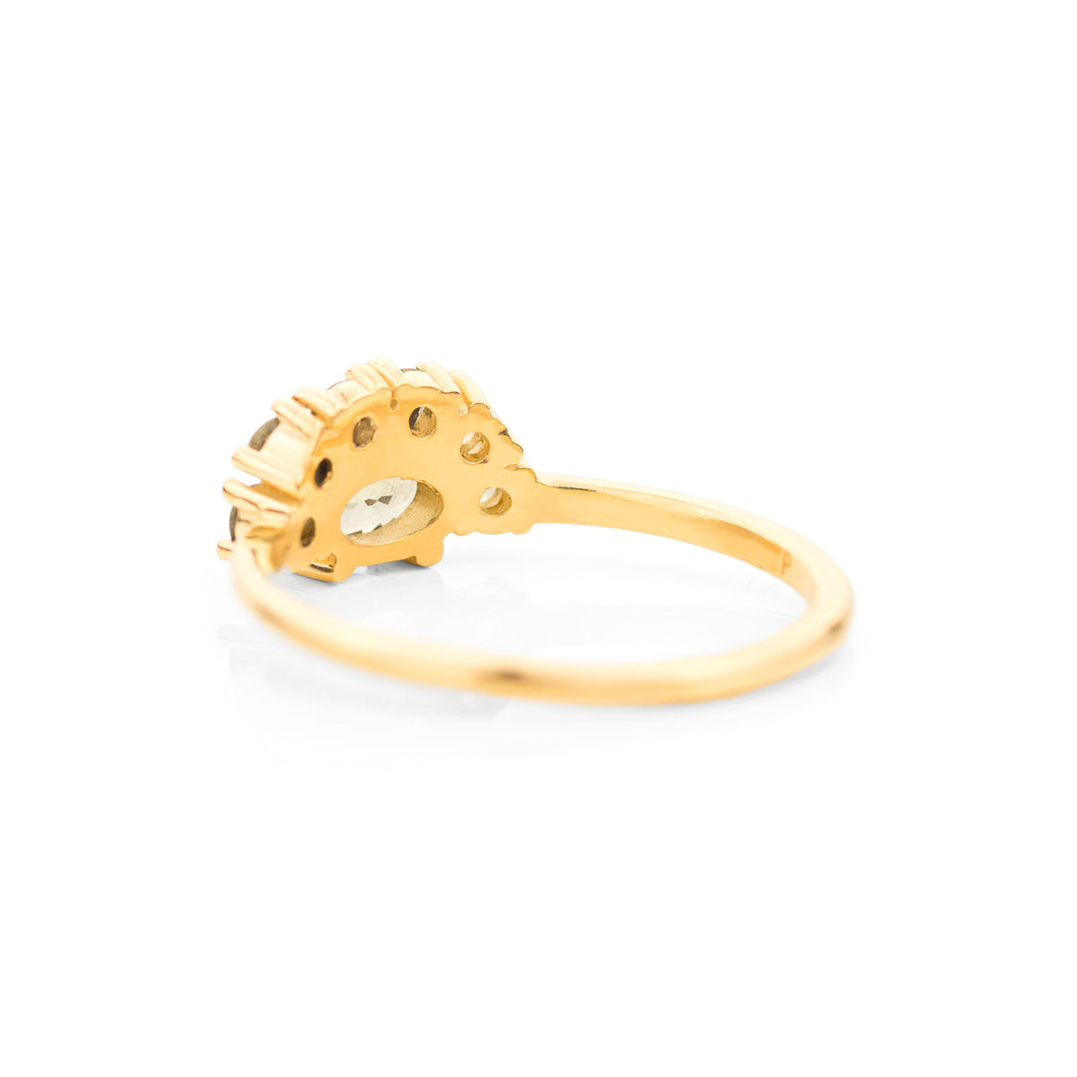 Half-Halo Teal Sapphire Ring